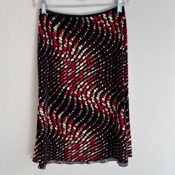 VINTAGE BLACK AND RED WRAPPER POLKA DOT MIDI SKIRT - Picture 2 of 8